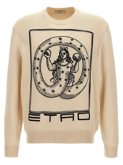 Shop Etro Logo Embroidery Sweater Sweater, Cardigans Beige