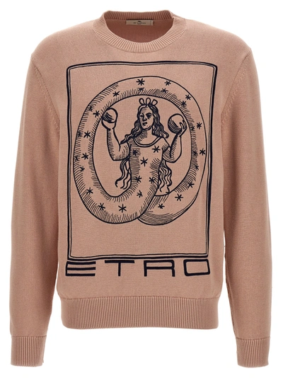 Shop Etro Logo Embroidery Sweater Sweater, Cardigans Pink