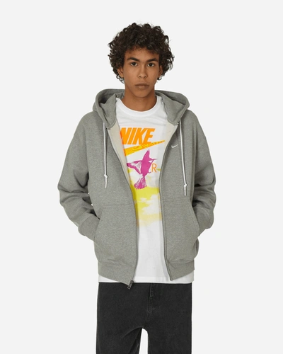 Shop Nike Solo Swoosh Full-zip Hooded Sweatshirt Dark Grey Heather In Multicolor