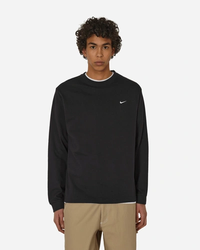 Nike Solo Swoosh Oversized Logo-embroidered Cotton-blend Jersey Sweatshirt In Black