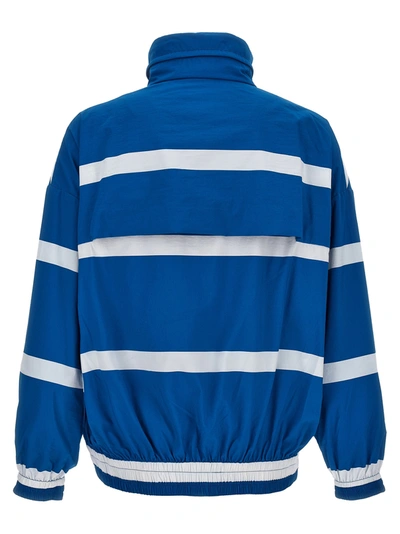 Shop Jw Anderson Logo Print Striped Jacket Casual Jackets, Parka Blue