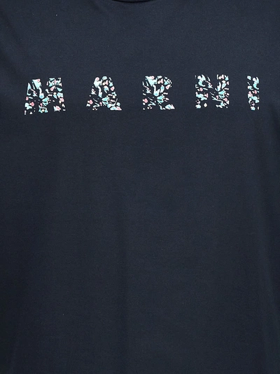 Shop Marni Logo T-shirt Blue