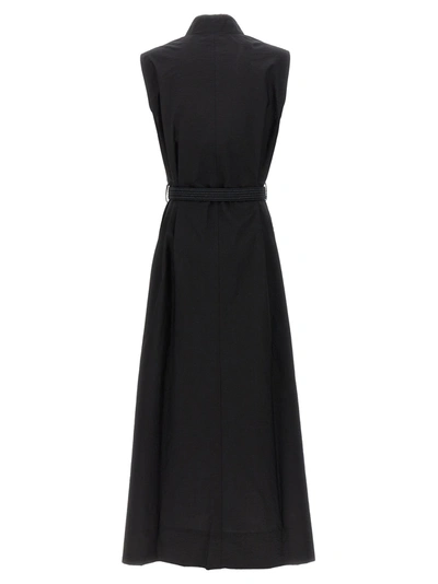 Shop Brunello Cucinelli Long Belted Dress Dresses Black
