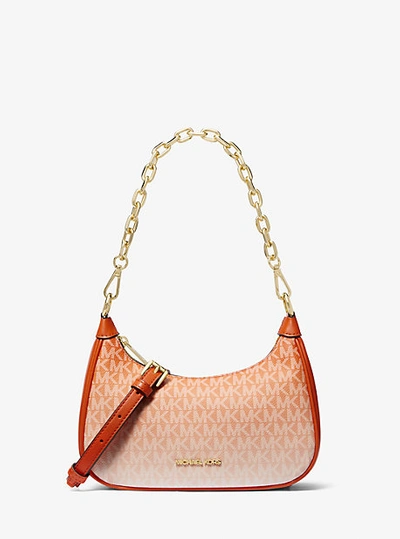 Shop Michael Kors Cora Medium Ombré Logo Shoulder Bag In Orange