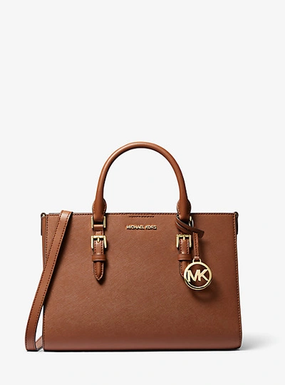Shop Michael Kors Charlotte Medium Saffiano Leather 2-in-1 Tote Bag In Brown