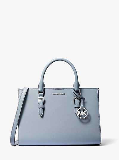 Shop Michael Kors Charlotte Medium Saffiano Leather 2-in-1 Tote Bag In Blue