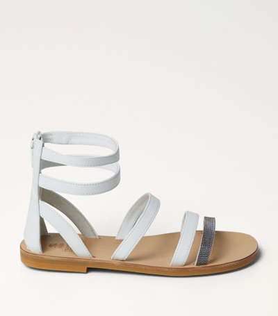 Shop Brunello Cucinelli Leather Monili-trim Sandals In White