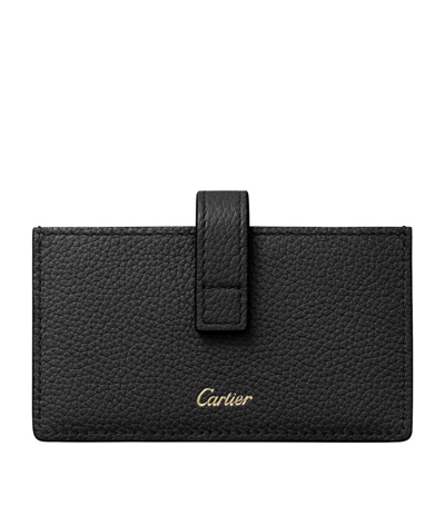 Shop Cartier Calf Leather Trinity Card Holder In Black