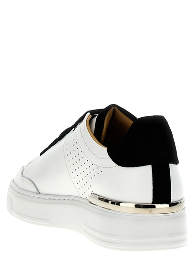 Shop Philipp Plein Mix Leather Lo-top Sneakers White/black