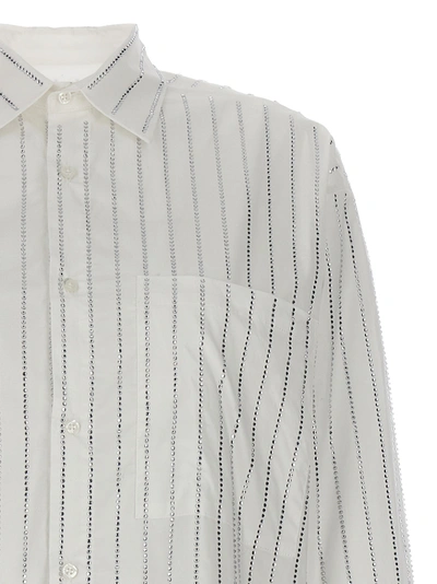 Shop Giuseppe Di Morabito Rhinestone Striped Shirt Shirt, Blouse White