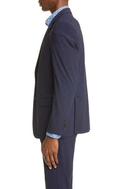 Emporio Armani Techno Performance Solid Sport Coat In Solid Blue Navy
