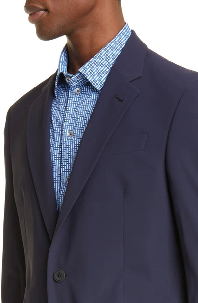 Emporio Armani Techno Performance Solid Sport Coat In Solid Blue Navy