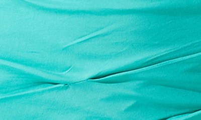 Shop Astr The Label Ruched Square Neck Cotton Blend Dress In Aqua