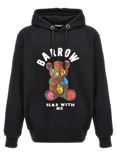 Shop Barrow Printed Hoodie Sweatshirt In Black