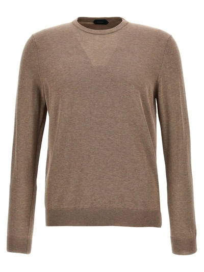 Shop Zanone Cotton Crepe Sweater Sweater, Cardigans In Beige