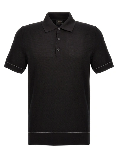 Shop Brioni Textured Shirt Polo In Black