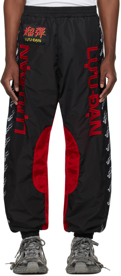 Shop Lu'u Dan Black & Red Shell Track Pants In Black / Red