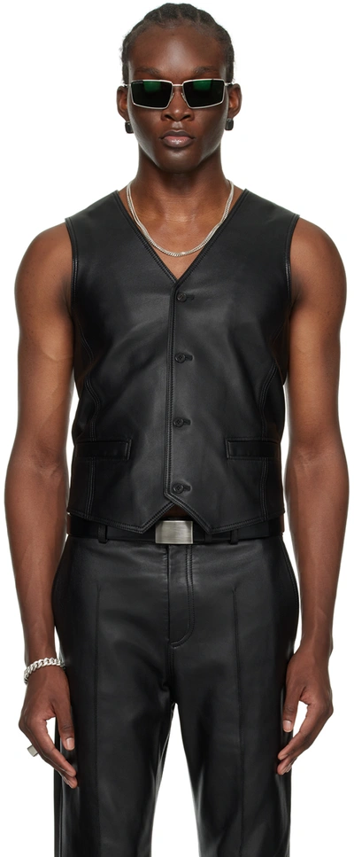 Shop Lu'u Dan Ssense Exclusive Black Tailored Leather Vest