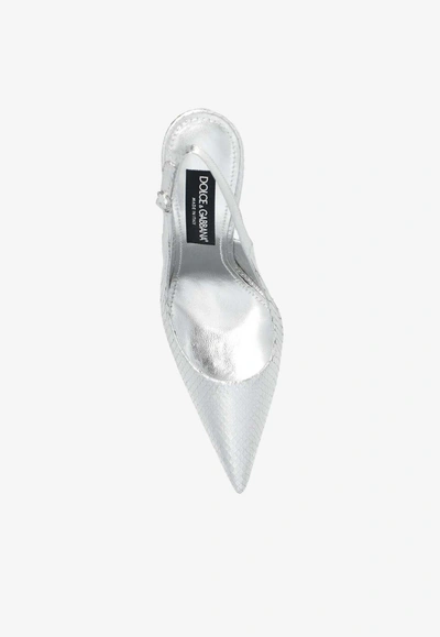 Dolce & Gabbana 120mm Snakeskin-effect Leather Pumps In Silver