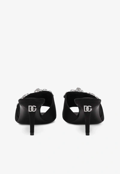 Dolce & Gabbana Crystal-embellished Satin Mules In Black