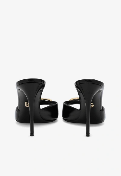 Shop Dolce & Gabbana 85 Logo Plaque Patent Leather Sandals In Black