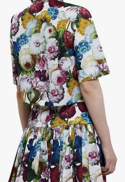 Dolce & Gabbana All-over Floral-patterned Cropped Shirt In Multicolor