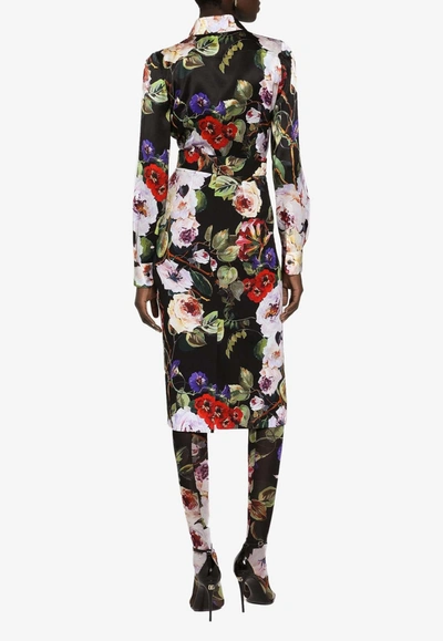 Dolce & Gabbana All-over Floral-patterned Midi Skirt In Black