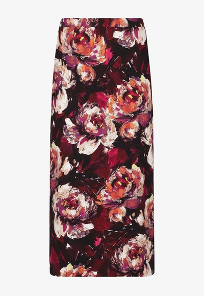 Dolce & Gabbana Peony-print Pencil Skirt In Multicolor
