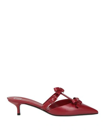 Valentino French Bows Bow-detailed Leather Pumps In Red