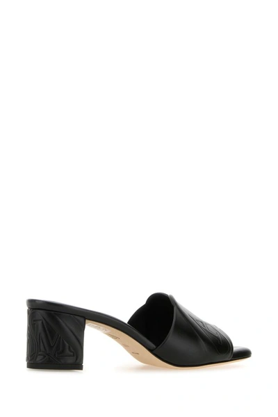 Shop Alexander Mcqueen Woman Black Leather Seal Mules