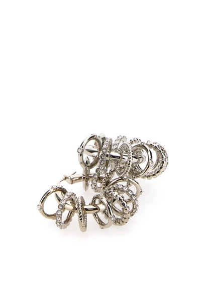 Shop Amina Muaddi Woman Silver Metal Multi Ring Earrings