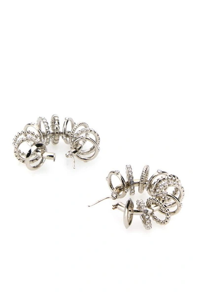 Shop Amina Muaddi Woman Silver Metal Multi Ring Earrings