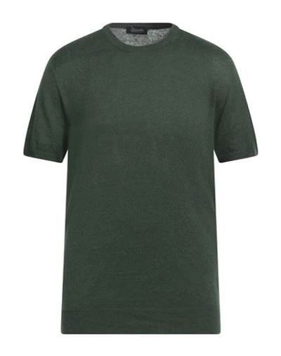 Shop Drumohr Man Sweater Emerald Green Size 40 Flax, Polyester