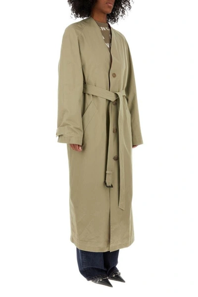 Shop Balenciaga Woman Sand Cotton Coat In Brown