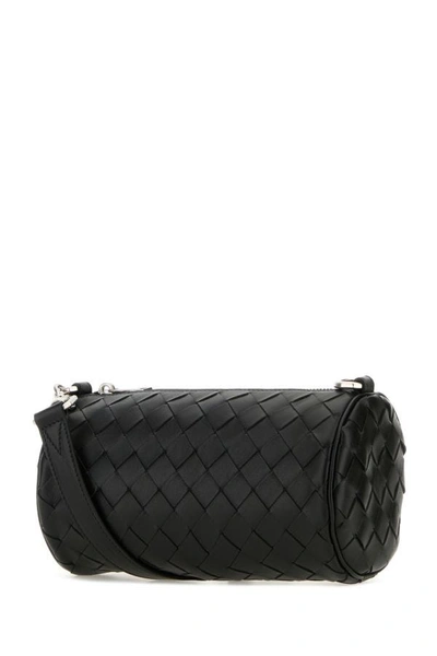 Shop Bottega Veneta Man Black Leather Barrel Crossbody Bag