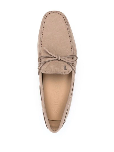 Shop Tod's Nubuck Morbidone Loafer Shoes In Brown