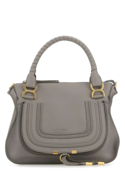 Shop Chloé Chloe Woman Grey Leather Medium Marcie Handbag In Gray