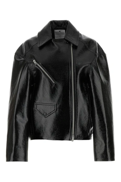 Shop Courrèges Courreges Woman Black Vinyl Oversize Jacket