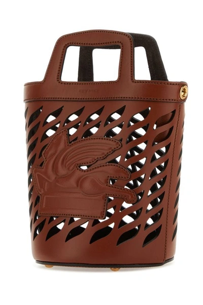 Shop Etro Woman Caramel Leather Bucket Bag In Brown