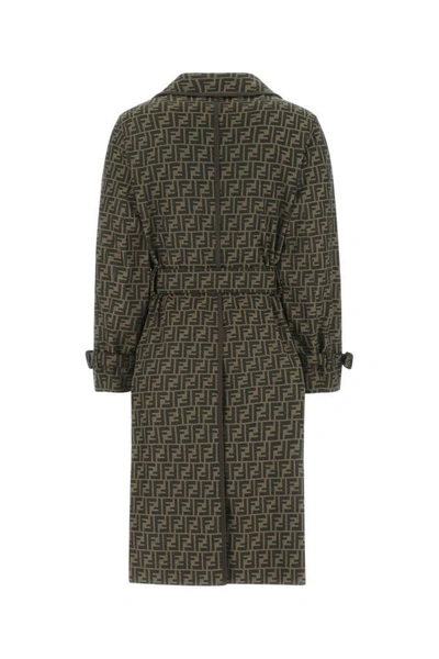 Shop Fendi Man Embroidered Polyester Blend Trench Coat In Multicolor