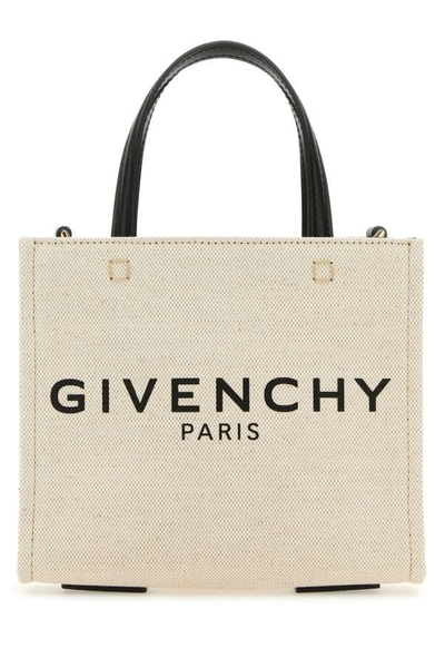 Shop Givenchy Woman Sand Canvas Mini G-tote Handbag In Brown