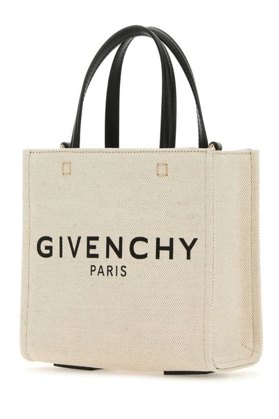 Shop Givenchy Woman Sand Canvas Mini G-tote Handbag In Brown