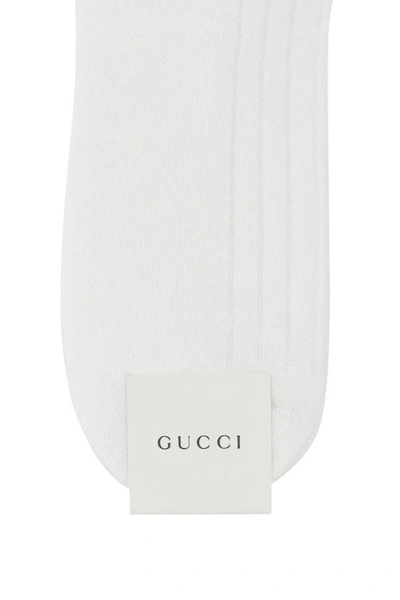Gucci Calzini In Cotone Con Incrocio Gg Tondo In White
