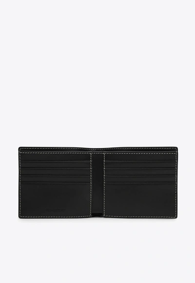 Shop Burberry Bi-fold Checked Leather Wallet In Brown