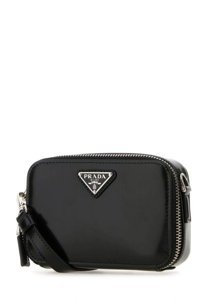 Shop Prada Man Black Leather Crossbody Bag