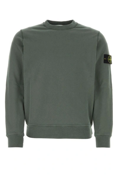 Shop Stone Island Man Dark Green Cotton Sweatshirt