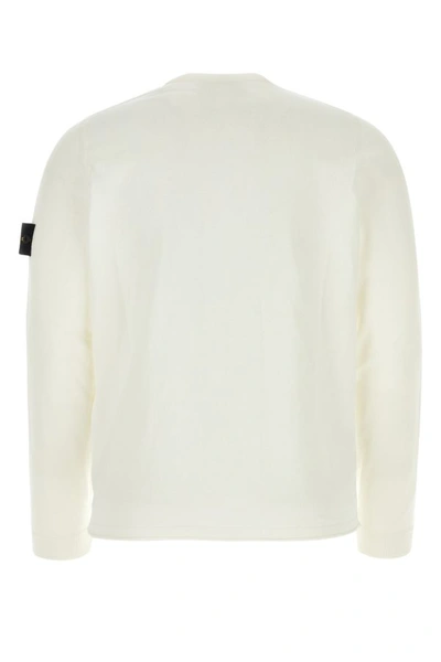 Shop Stone Island Man White Cotton Sweater