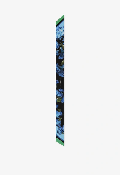 Dolce & Gabbana Bluebell Print Silk Neckerchief In Multicolor