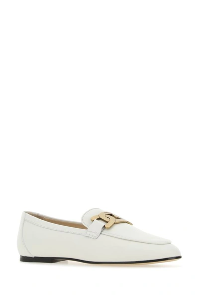 Shop Tod's Woman White Leather Loafers