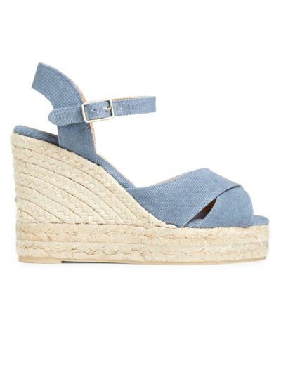Shop Castaã±er Women's Blaudell 115mm Espadrille Wedge Sandals In Denim Blue